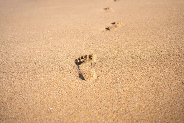 Pegadas Ocean Sandy Beach — Fotografia de Stock