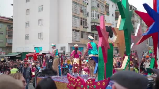 Loures Portugal Feb 2023 Colorful Carnival Parade Festival Participants Loures — стоковое видео