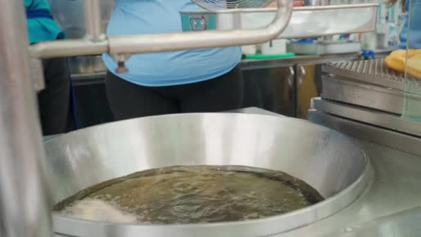 Fresh Churro Productions Street Food Vendor Prepares Churros Squeezing Dough — Stock Video