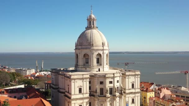 Vue Aérienne Bâtiment National Panthéon Église Santa Engracia Lisbonne Portugal — Video