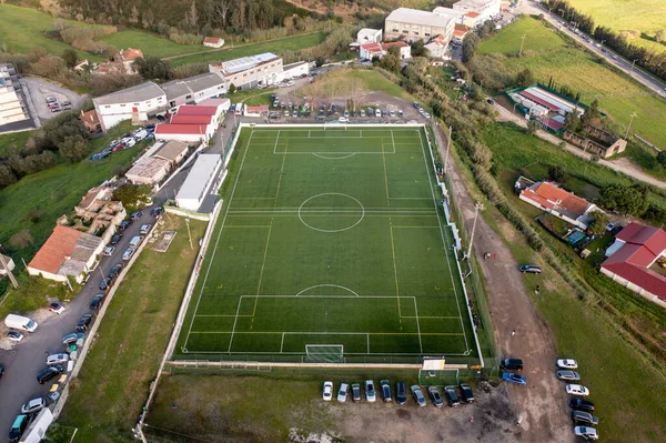 Fußballplatz Luftaufnahme Öffentlicher Fußballplatz Für Training Und Wettbewerb Der Stadt — Stockfoto