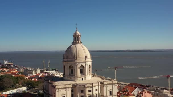 Vue Aérienne Bâtiment National Panthéon Église Santa Engracia Lisbonne Portugal — Video