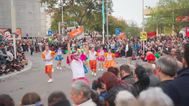 Λουρεσ Πορτογαλια Φεβρουάριος 2023 Πολύχρωμο Καρναβάλι Carnaval Parade Festival Participants — Αρχείο Βίντεο