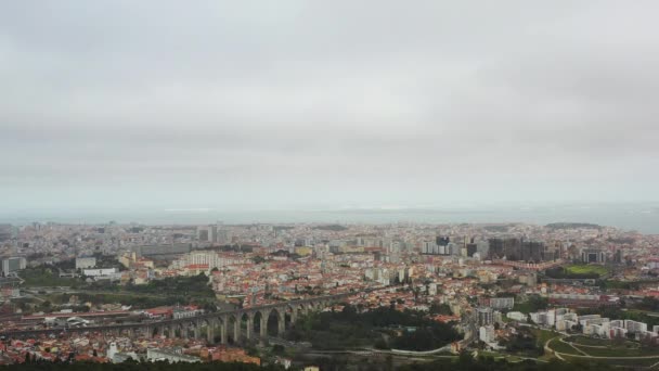 Akvadukt Silniční Doprava Lisabonu Portugalsko Evropa Podzimní Den — Stock video