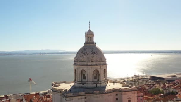 Aerial View National Pantheon Building Church Santa Engracia Lisbon Portugal — Stock Video
