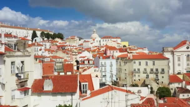 Letecký Pohled Letní Den Centru Lisabonu Portugalsko Záběry Starých Panoramatů — Stock video