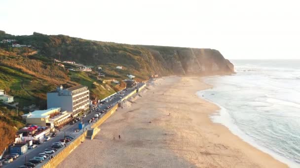 Закат Пляже Фелиа Гранде Португалия Закат Мбаппе Португальском Пляже Фелиа — стоковое видео