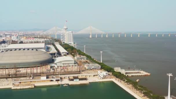 Лисбон Португаль Марта 2023 Года Канатная Дорога Парке Наций Лиссабоне — стоковое видео