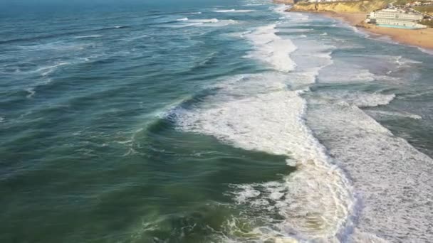 Tramonto Sulla Spiaggia Praia Grande Portogallo Bellissimo Tramonto Sulla Spiaggia — Video Stock