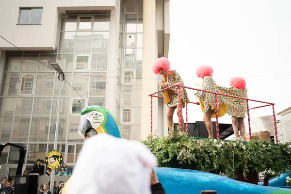 LOURES, PORTUGAL - Şubat 2023 Renkli Karnaval (Karnaval) Geçit Töreni katılımcıları Loures City, Portekiz. Portekiz 'de geleneksel dans ve müzik festivali