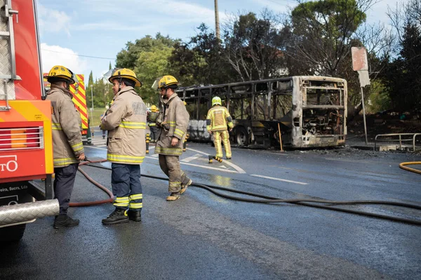 Portugal Odivelas September 2022 Rescue Team Firefighters Arrive Car Crash — Fotografia de Stock