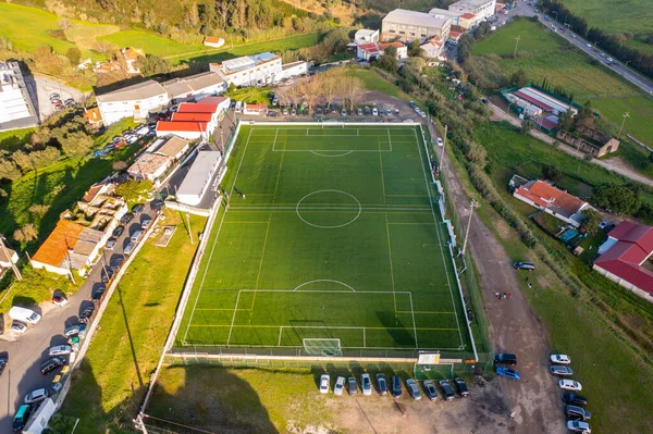Fußballplatz Luftaufnahme Öffentlicher Fußballplatz Für Training Und Wettbewerb Der Stadt — Stockfoto