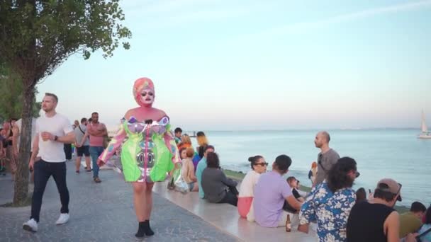 Portugalia Lisabona Iunie 2023 Drag Queen Pride Parade Costum Viu — Videoclip de stoc