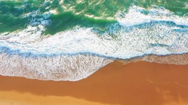 Luftaufnahme Wunderschöner Tropischer Sandstrand Und Leere Meereswellen Von Oben Gesehen — Stockvideo