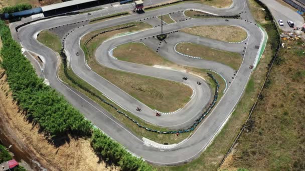 Aerial View Race Karting Track Kart Track Auto Racing Top — Stock Video