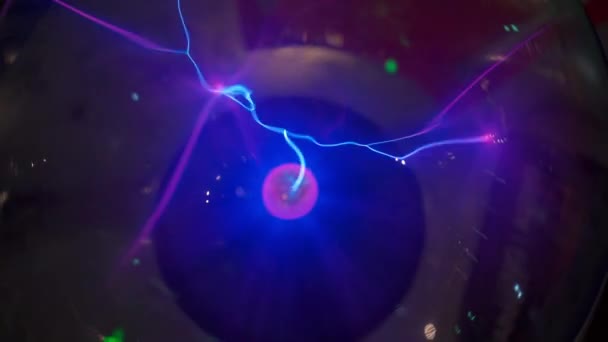Dive Mesmerizing Dance Plasma Close Sphere Vivid Bursts Light Form — Stock Video