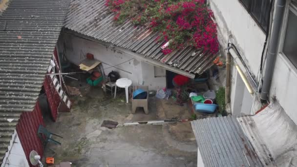 Aerial View Local Woman Washing Clothes Hands Poor Female Does — Stock Video