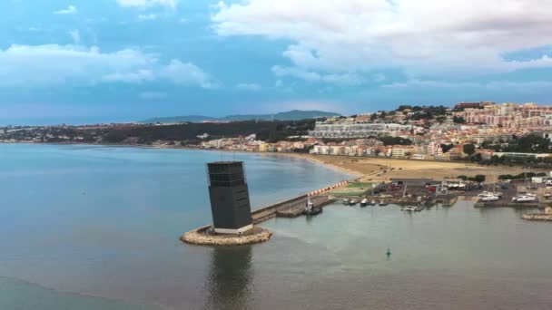 Torre Vts Lisboa Vts Hajóforgalmi Torony Lisszaboni Tengeri Forgalom Biztonság — Stock videók