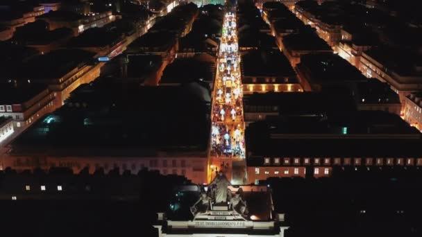 Drone Aérien Rue Ville Européenne Avec Des Décorations Noël Nouvel — Video