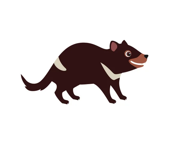 Tasmanischer Teufel Niedliches Lustiges Australisches Tier Vektor Cartoon Flache Illustration — Stockvektor