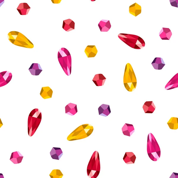 Multicolored Crystals Background Gems Seamless Pattern Jewelry Vector Illustration — Stockvektor