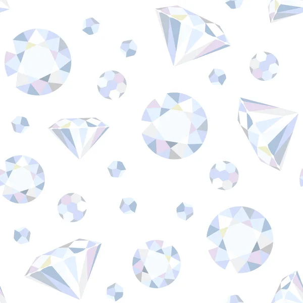 Diamanty Bezešvé Vzory Vektorová Ilustrace Drahokamů Izolovaných Bílém Luxusní Pozadí — Stockový vektor