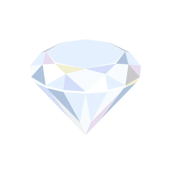 Diamant Isoliert Auf Weißem Hintergrund Vektorillustration Des Edelsteins Flache Ikone — Stockvektor