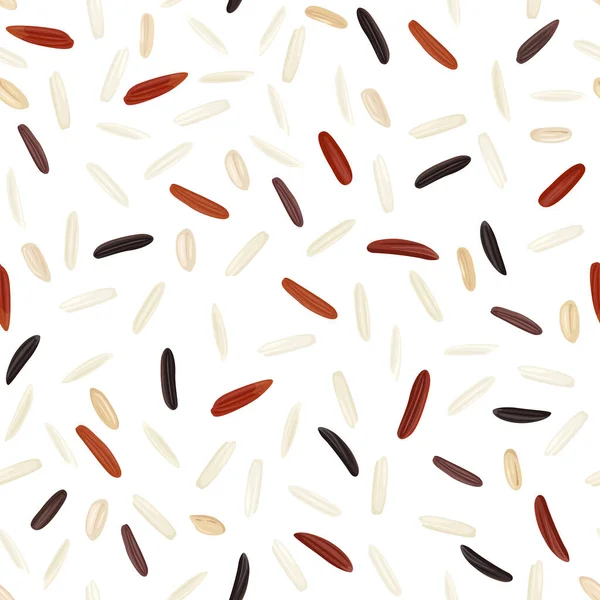Pirinç Tohumları Farklı Türde Pirinçle Kusursuz Desen Koyu Pirinç Kırmızı — Stok Vektör