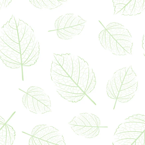 Botanisches Nahtloses Muster Grüne Blätter Konturieren Vektorfloraler Hintergrund — Stockvektor