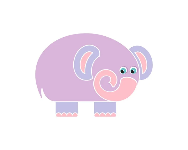 Cute Funny Elephant Isolated White Vector Simple Art Illustration Children — Stock Vector