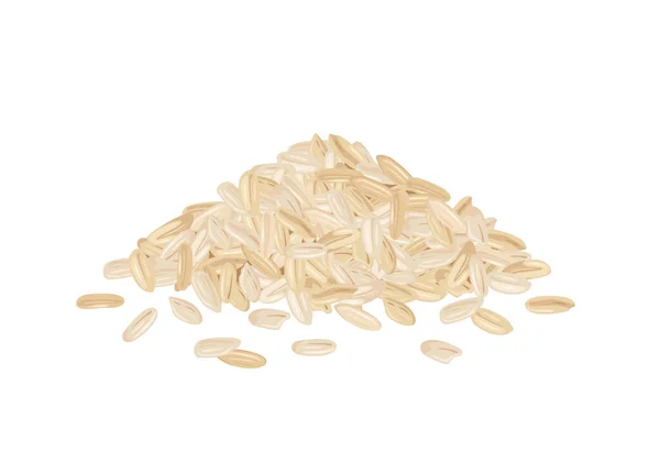 Hromada Hnědých Semen Rýže Izolovaných Bílém Pozadí Zdravé Organické Jídlo — Stockový vektor