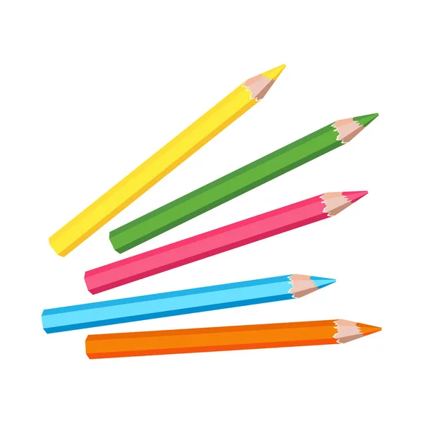 Drewniane Ołówki Kolorowe Izolowane Białym Tle Wektor Kreskówka Płaska Ilustracja — Wektor stockowy