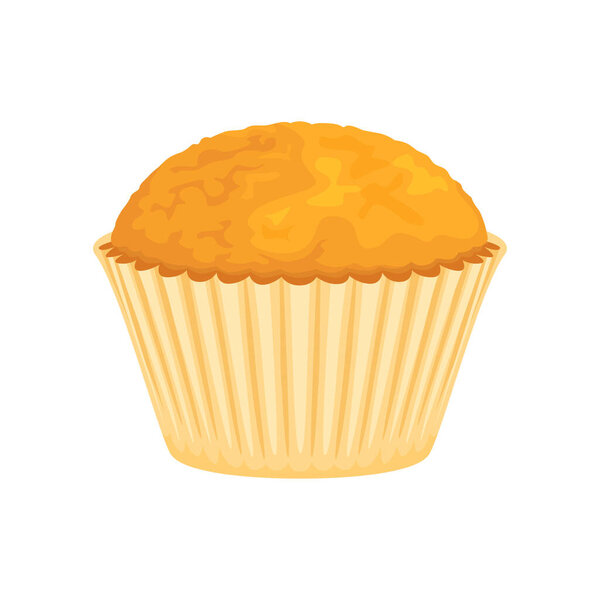 Muffin isolated on white background. Vector cartoon illustration of fresh sweet pastry