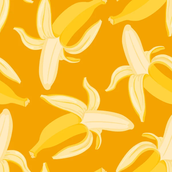 Bananen Nahtlose Muster Vektor Cartoon Illustration Von Geschälten Bananen Auf — Stockvektor