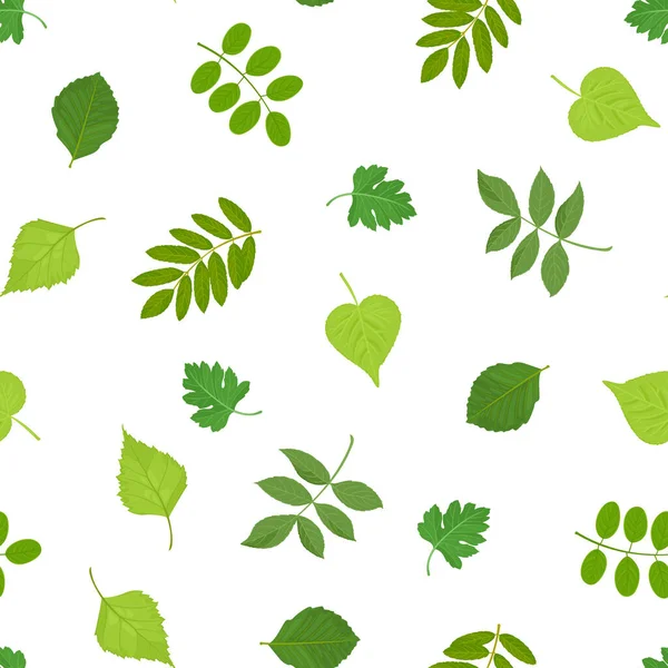Botanische Achtergrond Met Groene Bladeren Takken Vector Naadloos Patroon Cartoon — Stockvector