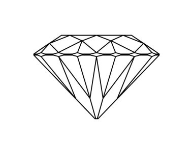 Elmas taslak simgesi. Gemstone vektör çizimi. Siyah ve beyaz işareti.
