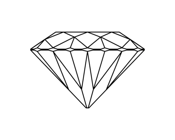 Diamantene Umrisse Edelstein Vektorillustration Schwarz Weißes Schild — Stockvektor