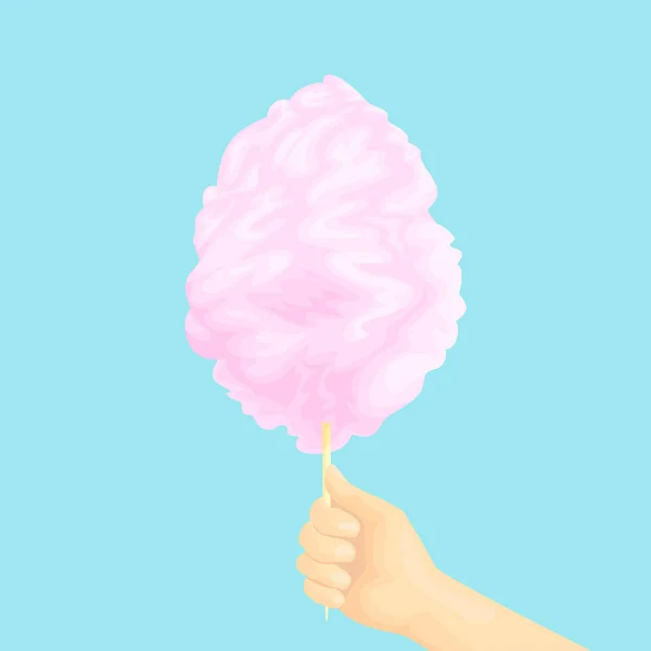 粉红棉糖放在蓝色的背景上 矢量卡通画 — 图库矢量图片