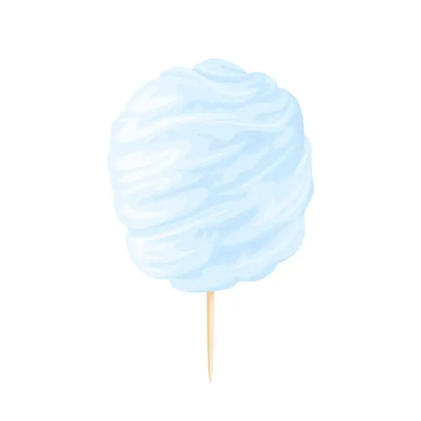 白い背景に隔離された青い綿のキャンディ ベクターマンガイラスト スイートフードアイコン — ストックベクタ