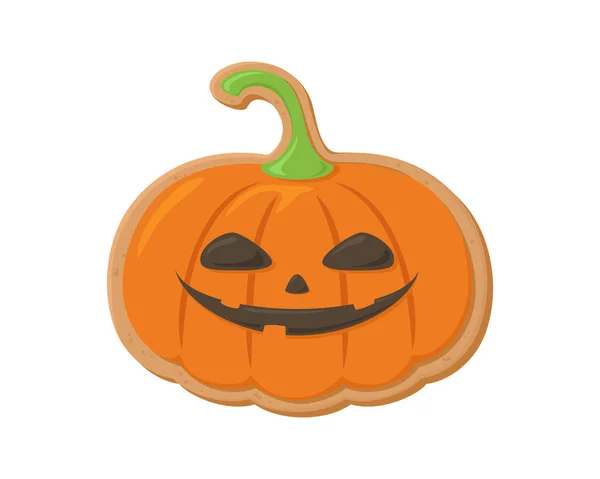 Halloween Lebkuchen Isoliert Auf Weißem Hintergrund Schaurig Lächelnder Kürbis Halloween — Stockvektor