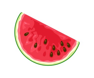 Beyaz arka planda izole edilmiş karpuz dilimi. Vektör karikatür çizimi. Meyve simgesi.