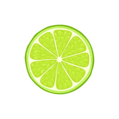 Beyaz arka planda izole edilmiş limon dilimi. Vektör karikatür düz çizim. Citrus meyve simgesi.