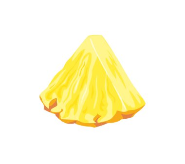 Ananas parçası. Beyaz arka planda izole edilmiş taze tropik meyve. Tatlı yemek ikonu. Vektör çizgi film illüstrasyonu.