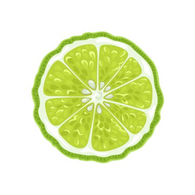 Bergamot dilimi beyaz arka planda izole edilmiş. Vektör çizgi film düz illüstrasyon.