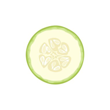 Kabak dilimi beyaz arka planda izole edilmiş. Taze sebze ikonu. Vektör gıda çizgi filmi düz çizim.