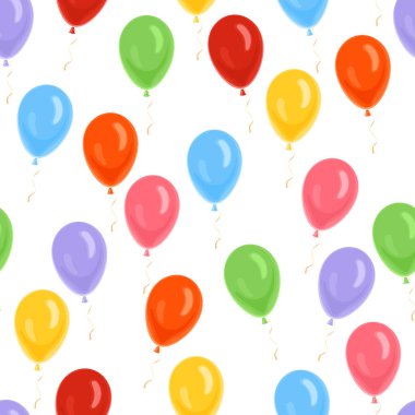 Colorful balloons seamless pattern. Bright festive background. Vector cartoon flat illustration.