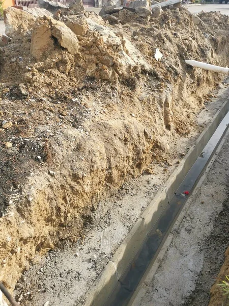 Pile Broken Concrete Slab Roadside — Stock Photo, Image