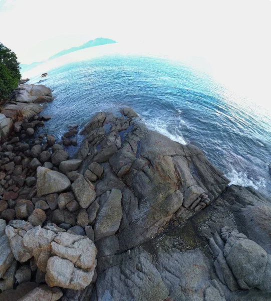 Antenn Bild Stranden Med Massor Granit Stenar — Stockfoto