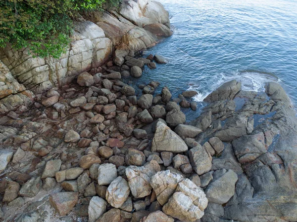 Luftbild Des Strandes Mit Vielen Granitfelsen — Stockfoto