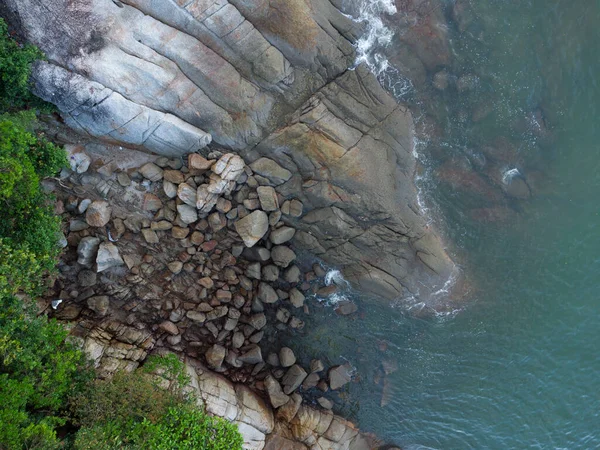 Luchtfoto Van Het Strand Met Veel Granieten Rotsen — Stockfoto